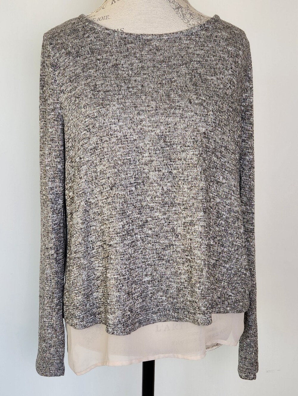 Sparkly Gold Grey Knit Top